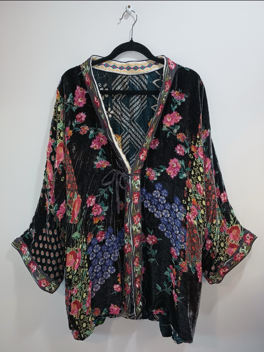 Johnny Was Talullah Reversible Floral Kimono Velvet Burnout Stunning Boho Large